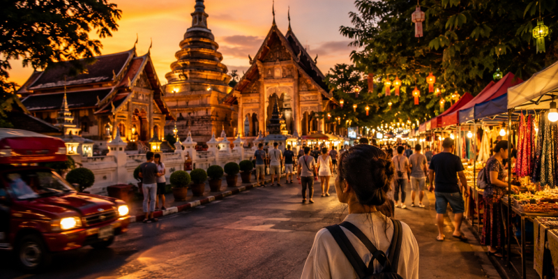 tourist exploring old city