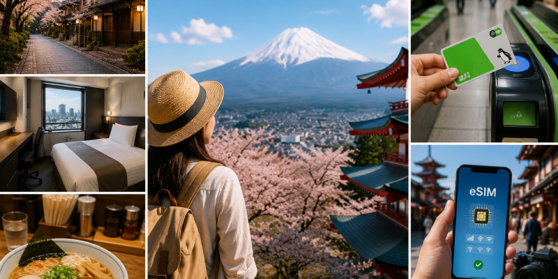 collage of tourist, places and food in japan
