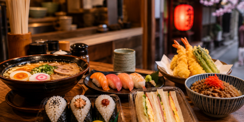 onigiri, sushi and ramen
